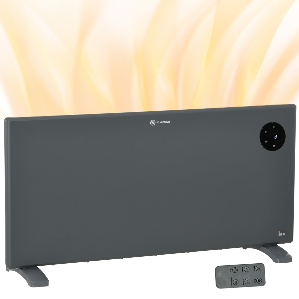 Fynco - 2000W Electric Convector Heater, Freestanding or Wall Mounted, Space Heater with Adjustable Thermostat, Timer, Grey