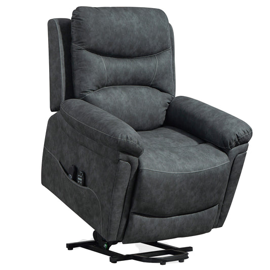 Fynco - Power Lift Recliner Chair with Vibration Massage, Heat, USB - Grey