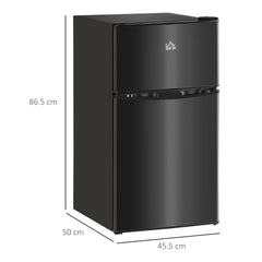 Fynco - 88L Under Counter Fridge Freezer, Small Refrigerator with 5-Setting, 3 Star Freezer Rating, Black
