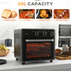 20L 90-230℃ Mini Convection Oven, with Air Fry Function - Black