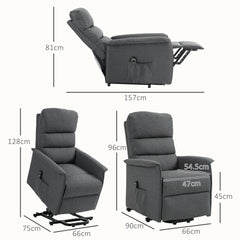 Electric Riser Recline Armchair, with Footrest - Dark Grey