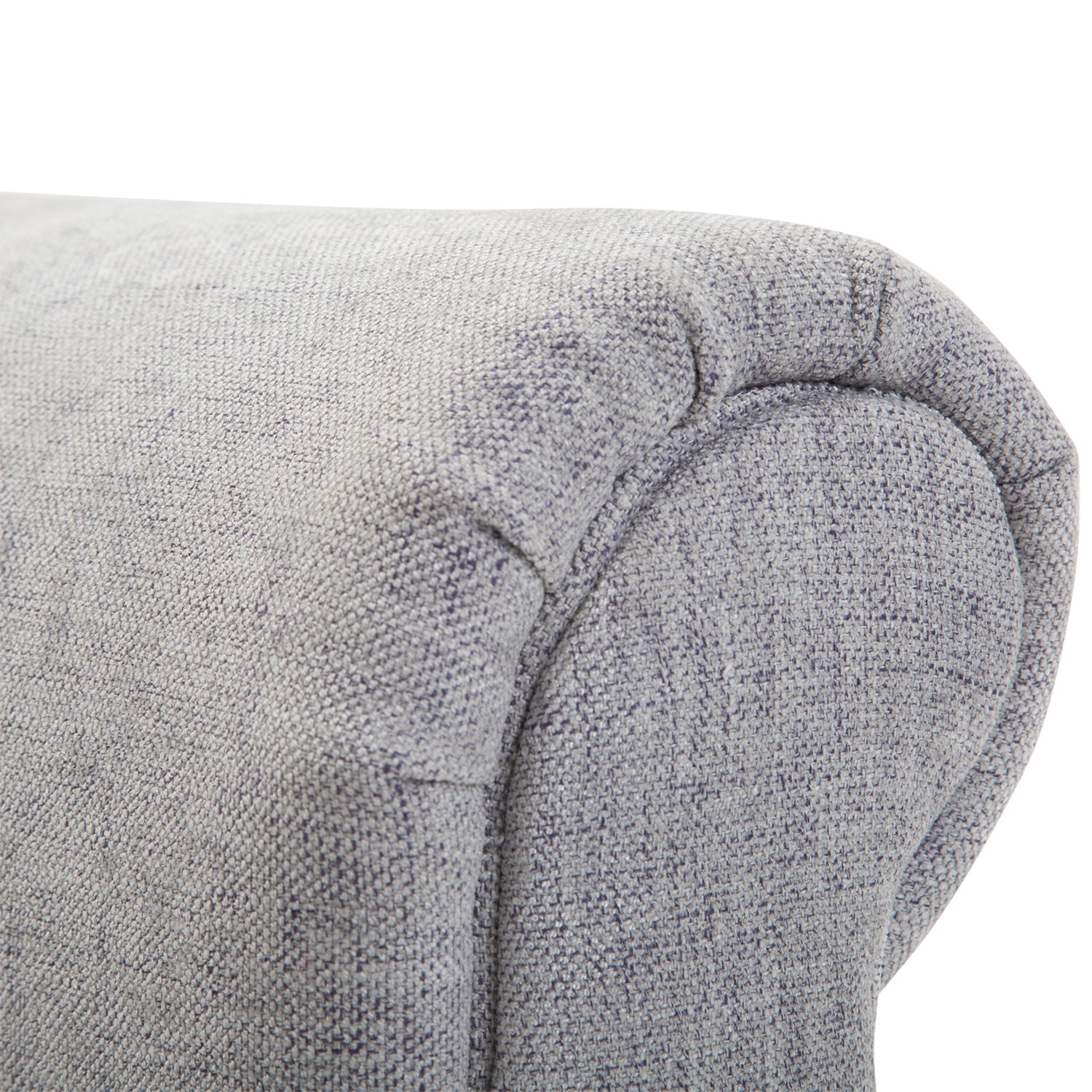 Bed End Bench, Window Seat, Linen Chaise Lounge Sofa with Arm and Wooden Legs for Bedroom, Living Room, Grey
