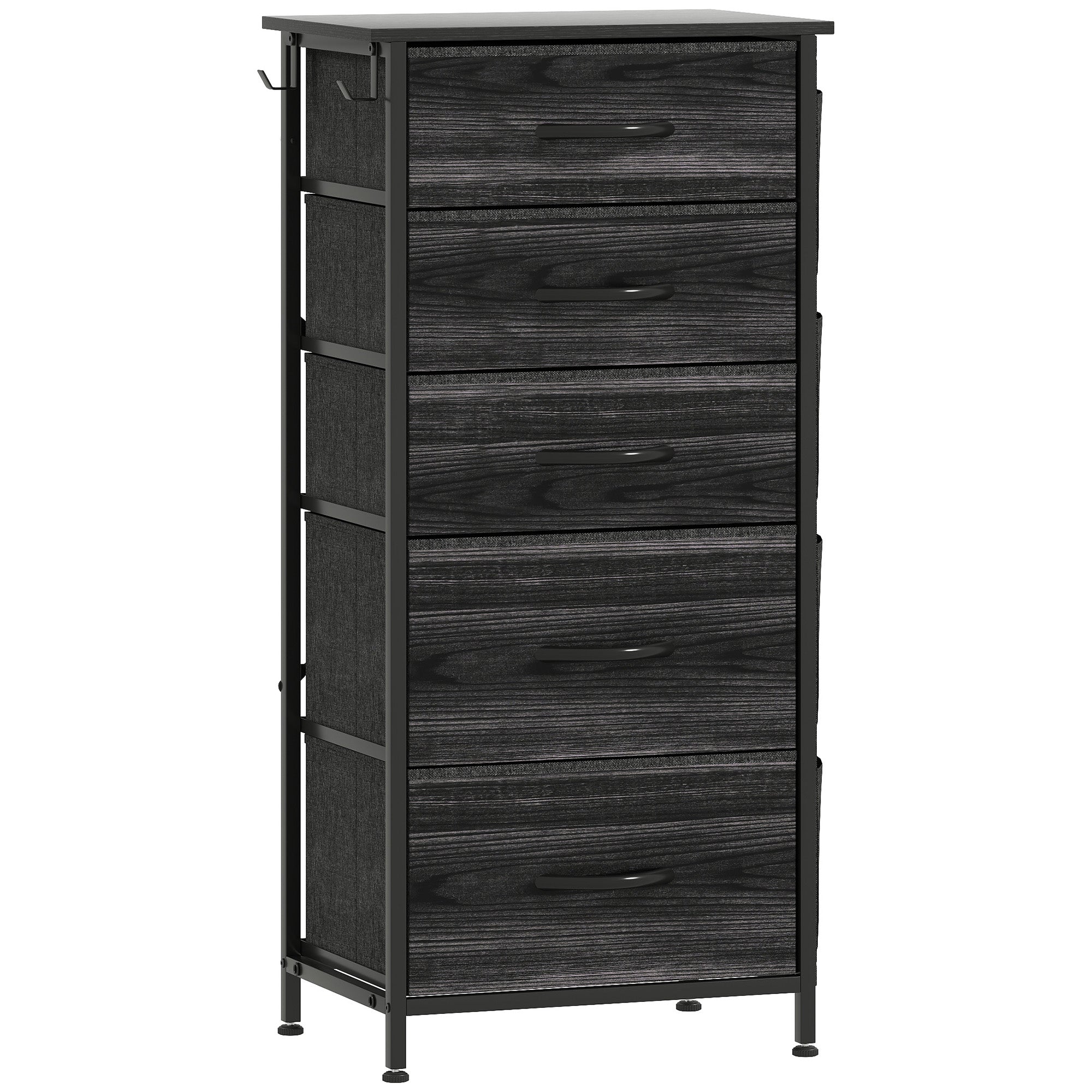 Chest of Five Fabric Drawers - Black