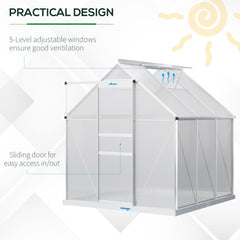 Fynco - 190 x 190cm Walk-In Polycarbonate Greenhouse