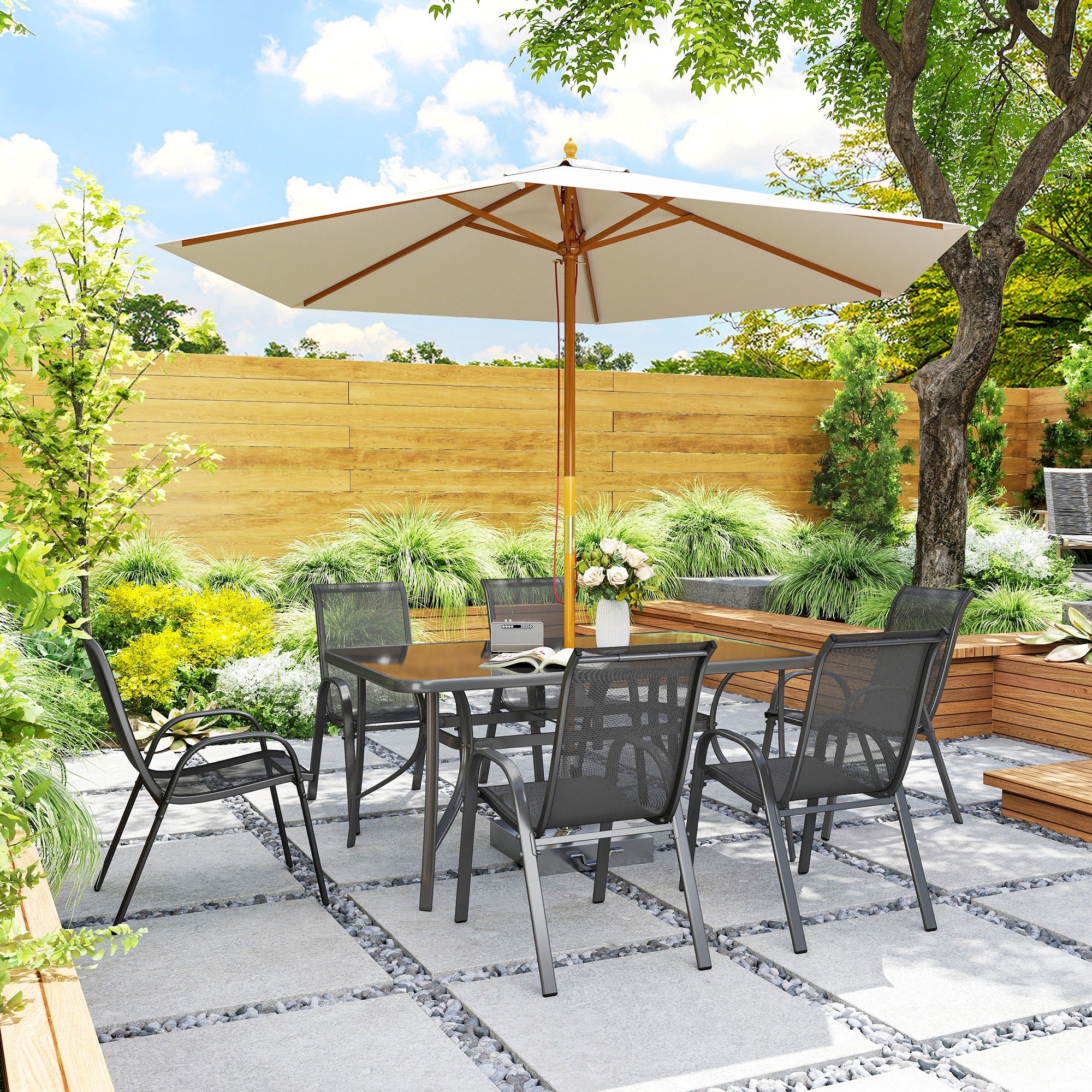 Seven-Piece Outdoor Dining Set - Charcoal Grey