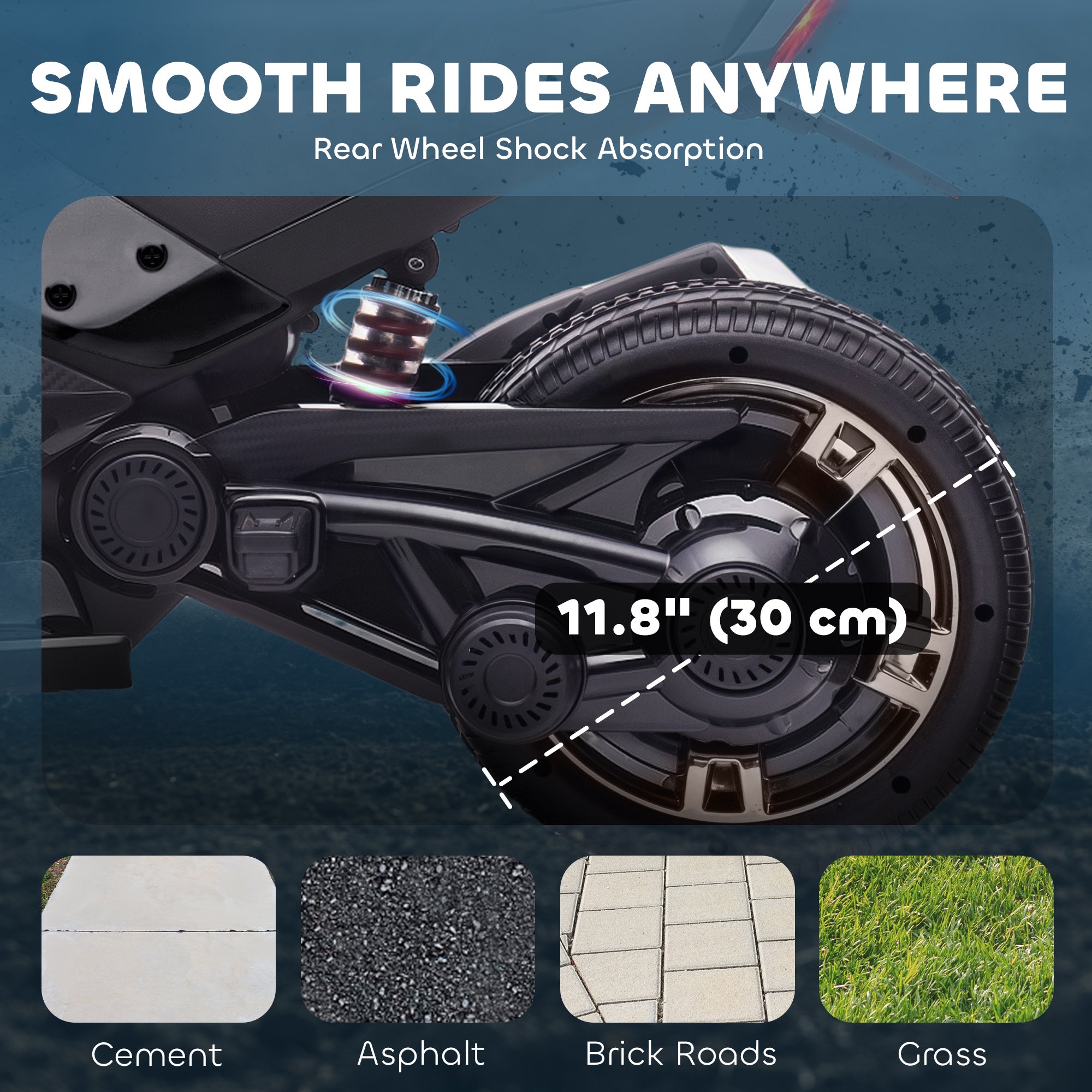 AIYAPLAY 12V Kids Electric Ride On Car with 3 Wheeler, MP3 Player, Horn, 2 Speeds, LED Lights for Boys & Girls Ages 3-8, Black