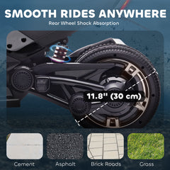 AIYAPLAY 12V Kids Electric Ride On Car with 3 Wheeler, MP3 Player, Horn, 2 Speeds, LED Lights for Boys & Girls Ages 3-8, Black