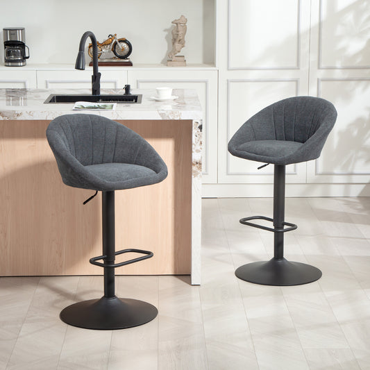 Fynco - Set of Two Relaxed Tub Bar Stools - Dark Grey