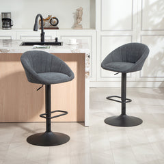 Fynco - Set of Two Relaxed Tub Bar Stools - Dark Grey