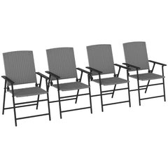 Set of Four Folding Rattan Seat Chairs - Grey