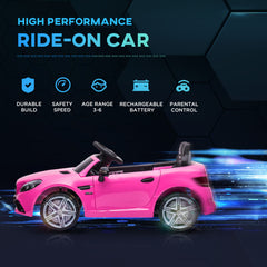 Benz SLC 300 Licensed 12V Kids Electric Ride On, with Music, Remote Control, LED Headlights, Horn, Pink