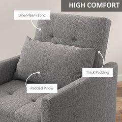 3-In-1 Chair Bed, Convertible Sleeper Chair with Adjustable Backrest, Pillow and Footrest for Living Room, Grey