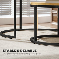 Fynco - Set of Two Wood-Effect Stacking Tables - Natural