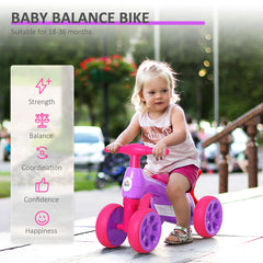 Baby Balance Bike Toddler Training Walker Smooth Rubber Wheels Ride on Toy Storage Bin Gift for Boys Girls Violet Fuchsia