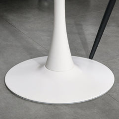 Modern Round Dining Table Leisure Coffee Bistro Table with Metal Base for Kitchen & Dining Room White