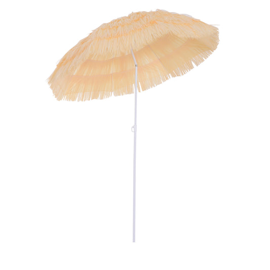 1.6m Patio Garden Hawaii Beach Sun Umbrella Sunshade Hawaiian Folding Tilting Crank Parasol (Wheat)