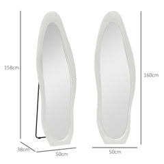 Wavy Velvet-Feel Full Length Mirror - White