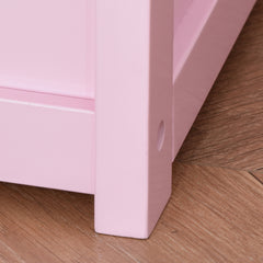 2 In 1 Wooden Toy Box, Seat Storage Bench, Storage Chest Cabinet Organiser with Safety Pneumatic Rod, Pink
