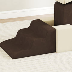 AIYAPLAY 7 Piece Kids Soft Play Set with Detachable Cover, Baby Indoor Climb and Crawl Foam Toy for Toddlers, Preschoolers, Brown