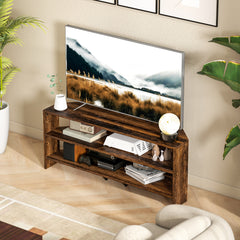 Corner TV Stand with 2 Open Shelves for 47 Inch TV - Rustic Brown