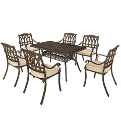 Seven-Piece Cast Aluminium Garden Dining Set - Bronze Tone