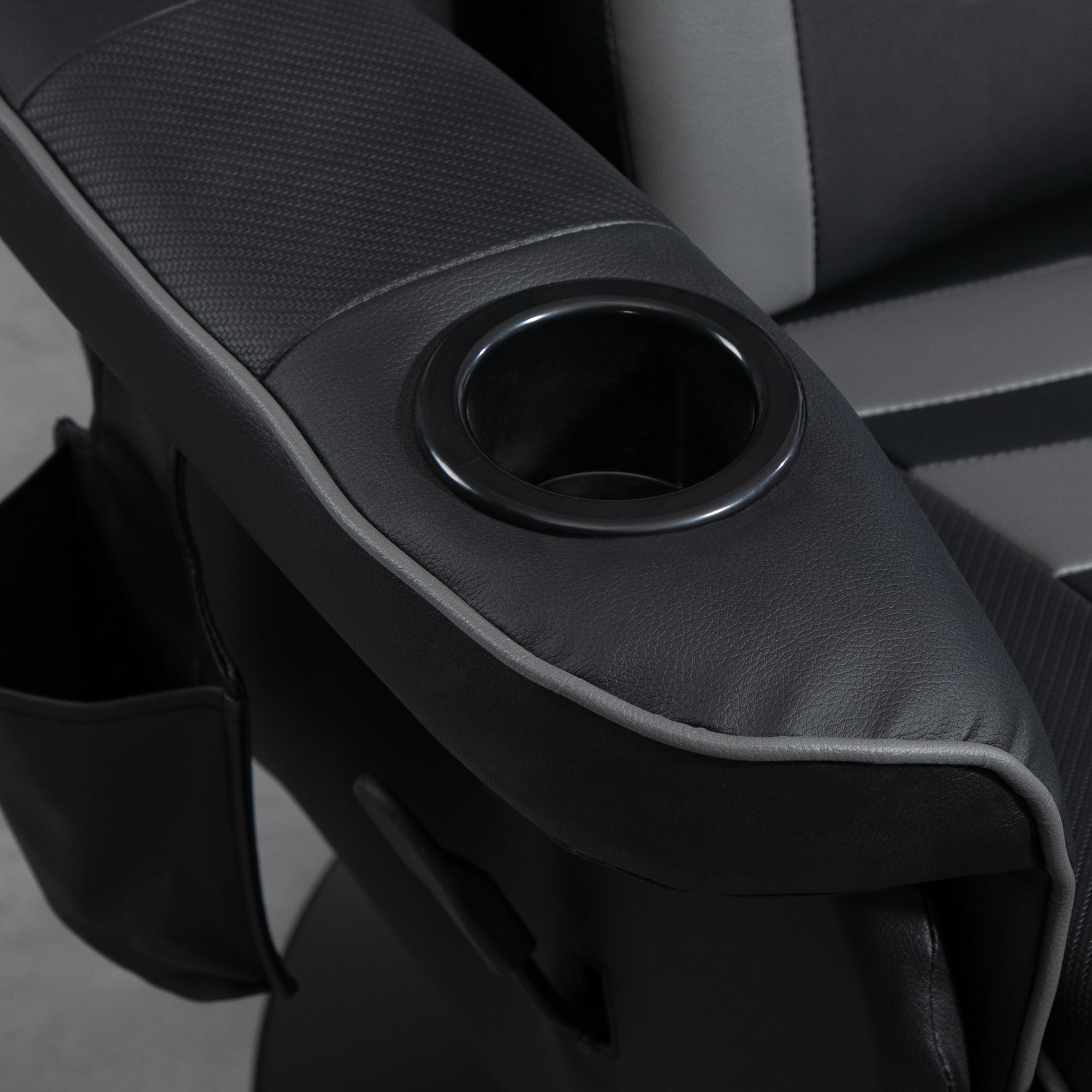 Massage Gaming Chair, Swivel Racing Video Gaming Recliner with Retractable Footrest, Headrest, Cup Holders and Side Pockets, Ergonomic High Back PU Leather Executive Desk Chair, Grey