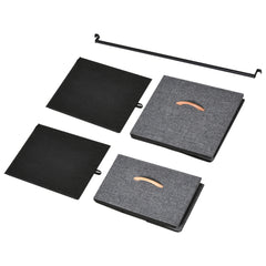 Chest of Drawers with Coat rack Steel Frame 5 Drawers Bedroom Hallway Home Furniture Black Brown