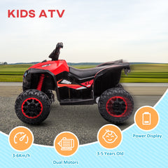 12V Ride-On Quad Bike w/ Music, Horn, for Ages 3-5 Years - Red
