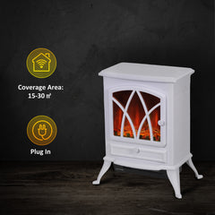 Fynco - 1kW-2kW Vintage Electric Fireplace Heater - White