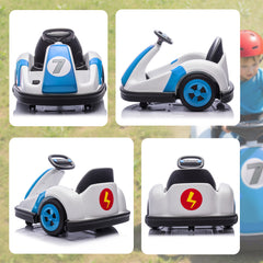 AIYAPLAY Kids Bumper Car with 360-Degree Rotation, 6V Electric Ride On Car with Music and Horn for 3-8 Years Old, Blue