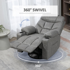 Thick Padded Faux Leather Recliner Armchair - Light Grey