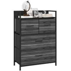 Rustic Chest of Four Fabric Drawers - Black