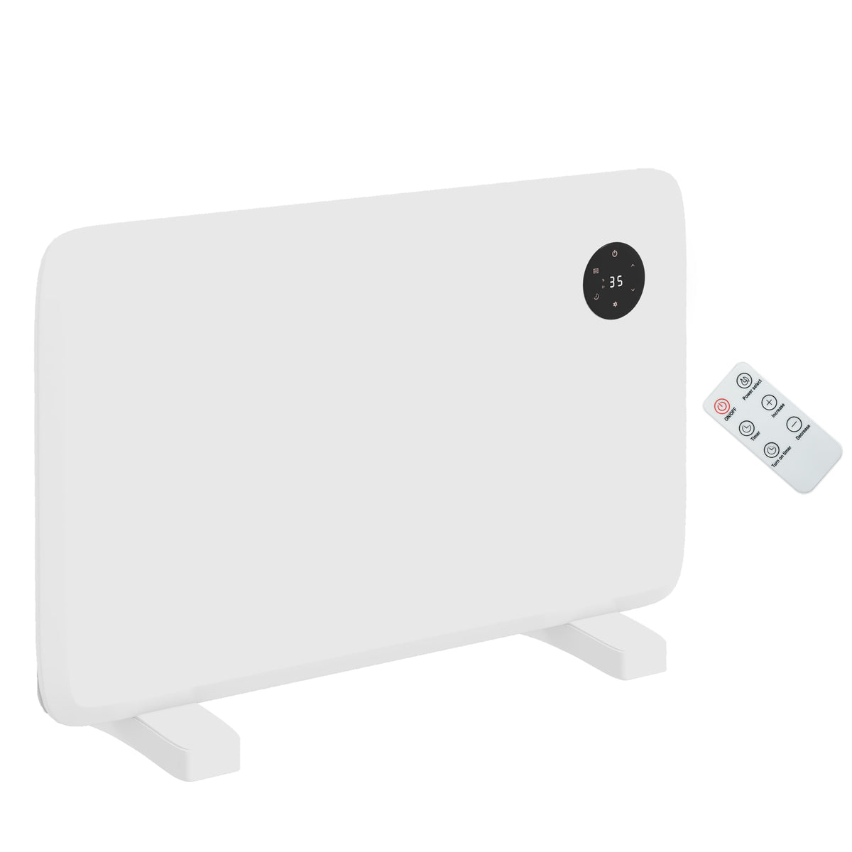 Fynco - 1200W Electric Convector Heater, Freestanding or Wall Mounted, Space Heater with Adjustable Thermostat, Timer, White