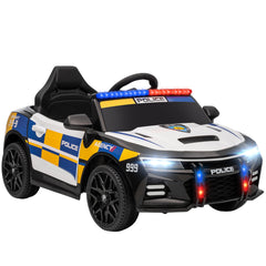 AIYAPLAY Kids Electric Ride on Police Car with Remote Control, Music, Horn, Siren Flashing Lights for 3-5 Years Old, Multicolour