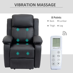 Riser and Recliner Chair with Massage, Power Lift Recliner Chair for Elderly with Remote Control, Extended Footrest, Dual Side Pockets, Overstuffed Electric Reclining Armchair, Black