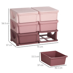 Kids Storage Unit, with Six Drawers - Pink