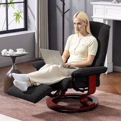 Fynco - Reclining Swivel Chair, with Footrest - Black