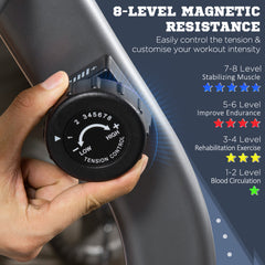 Fynco - Exercise Bike with LCD Display, Stationary Bike with Quiet 8-Level Magnetic Resistance, Adjustable Seat and Backrest, Indoor Cycling Exercise Equipment for Home Gym Fitness Workout Training