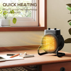 Fynco - 2000W Portable Ceramic Electric Heater with Fan - Black