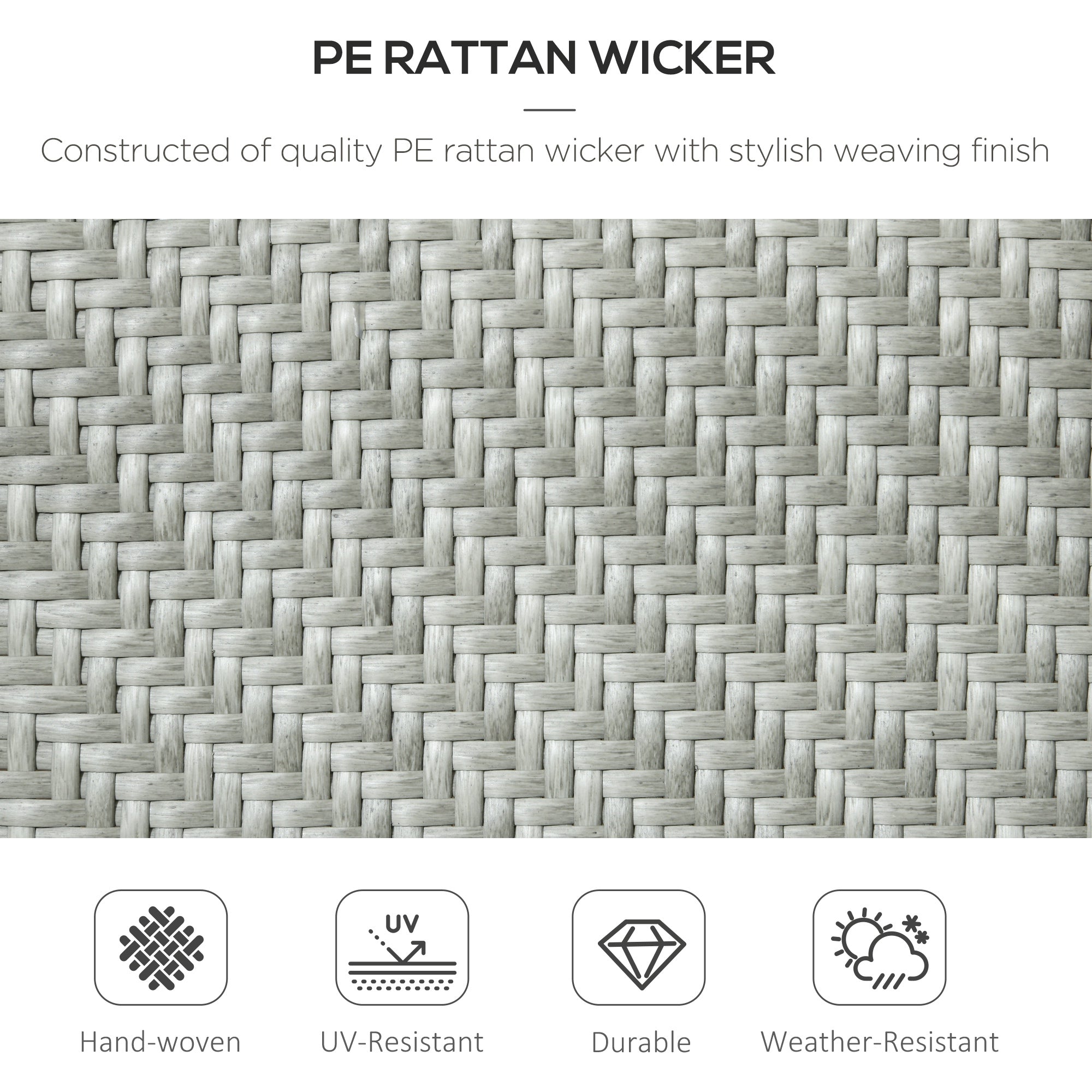 Four-Piece Stacking Rattan Garden Seat Set - Mixed Grey