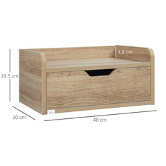 Floating Nightstand Set of 2 Wall Mounted Bedside Table with Storage Drawer for Bedroom, Natural