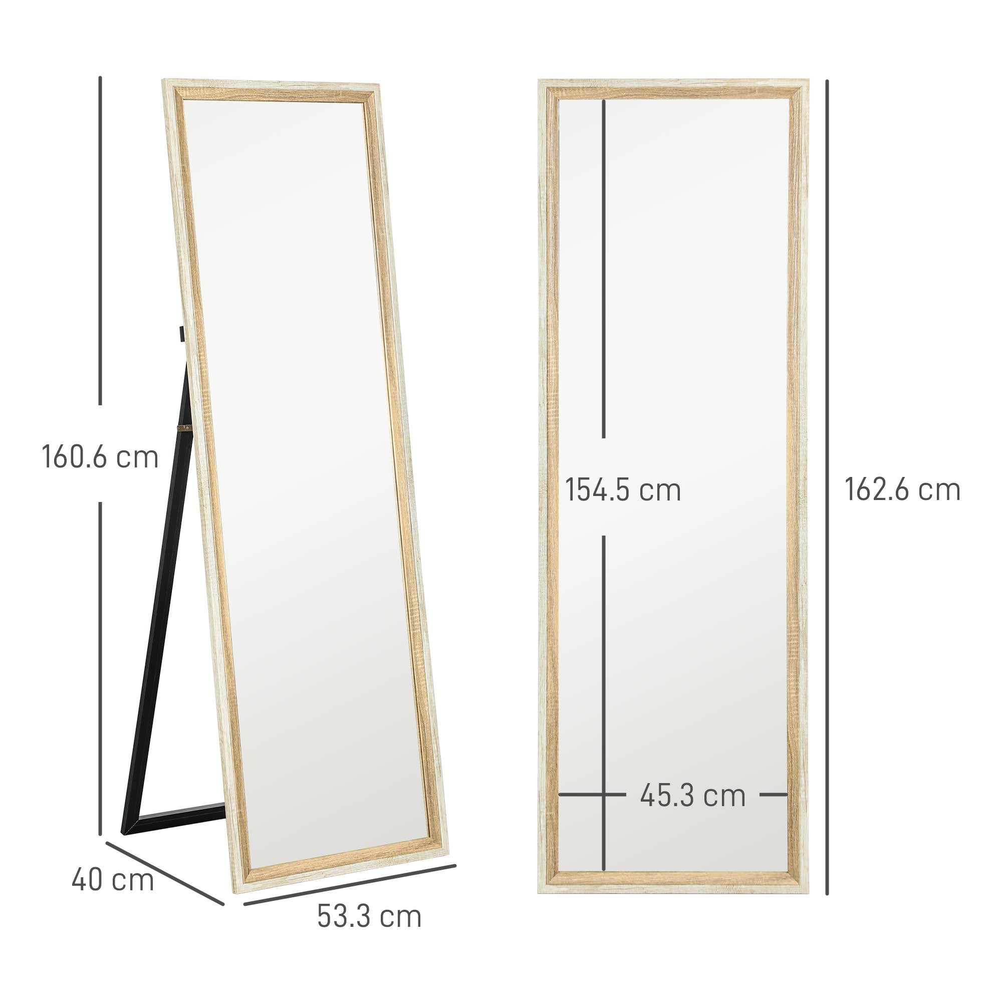 162.6 cm Two-Tone Full Length Mirror - White/Oak-Tone
