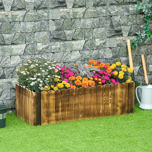 109L Raised Garden Bed, Wooden Rectangle Planter Box, Outdoor Herb Vegetable Flower Pot (100L x 40W x 30H cm)