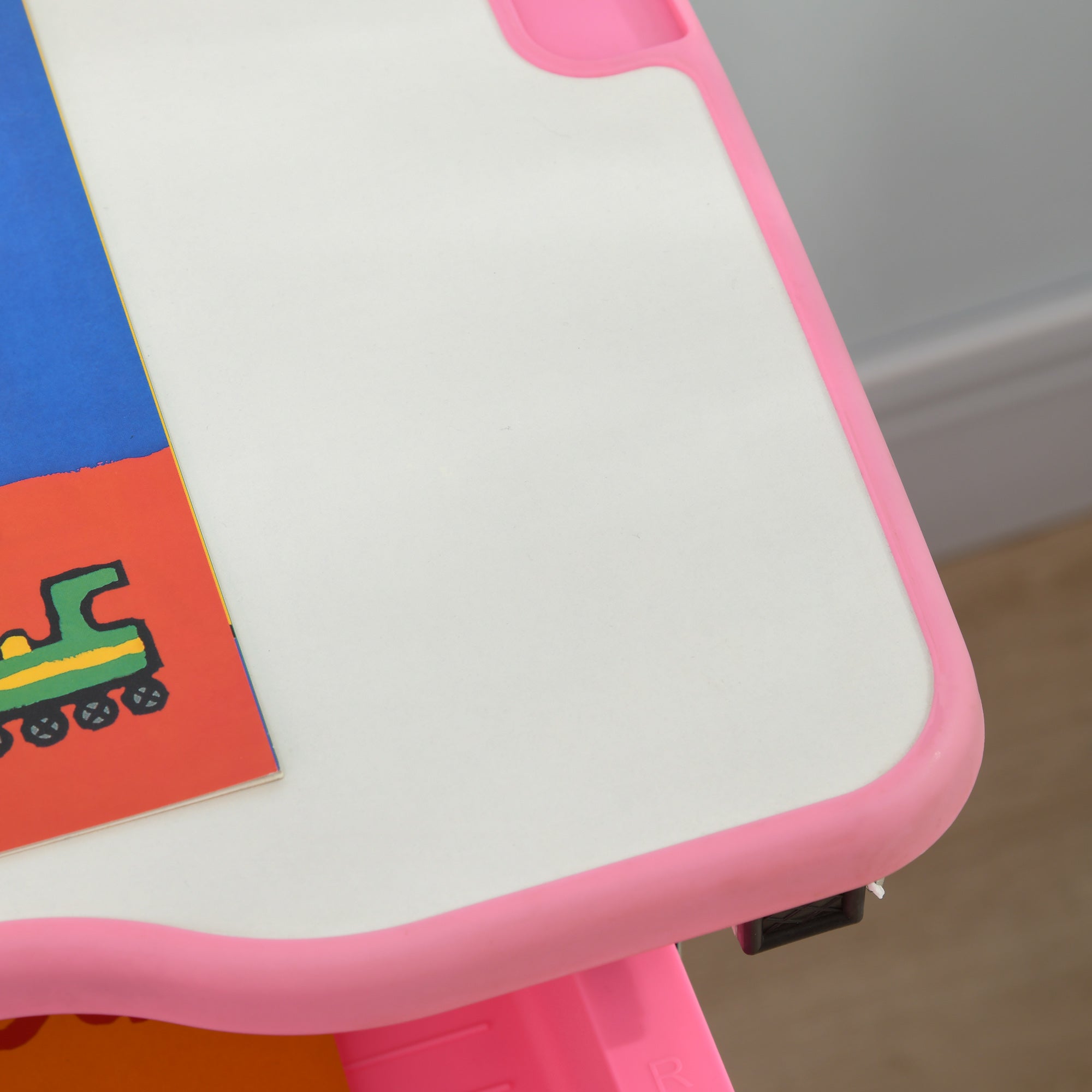 Kids Desk and Chair Set, Student Adjustable Writing Desk, with Drawer, Pen Slot, Hook - Pink