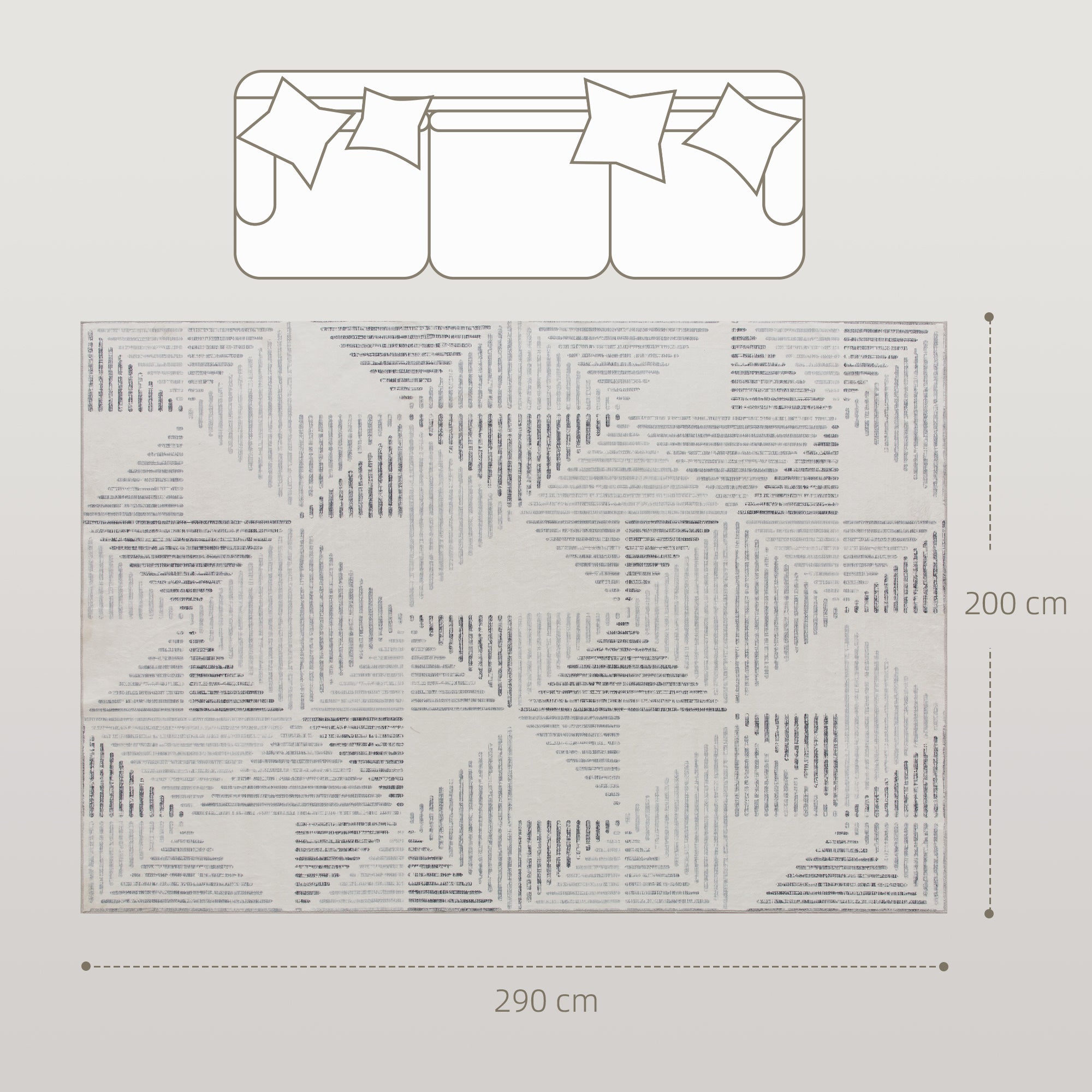 Fynco - Modern Area Rug, Geometric Pattern Non-Slip Washable Rug, Soft Floor Carpet for Living Room, Bedroom, Dining Room, Home Office, 290 x 200 cm, Grey