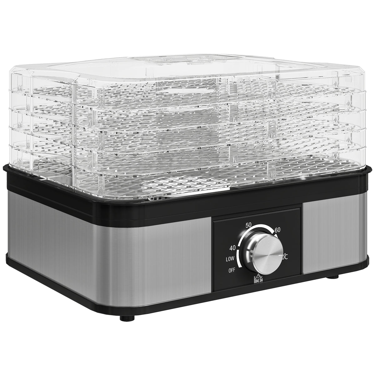 Fynco - 5 Tier Food Dehydrator, 245W Stainless Steel Food Dryer Machine with Adjustable Temperature for Drying Fruit, Meat, Vegetable, Jerky and Pet Treat, Black