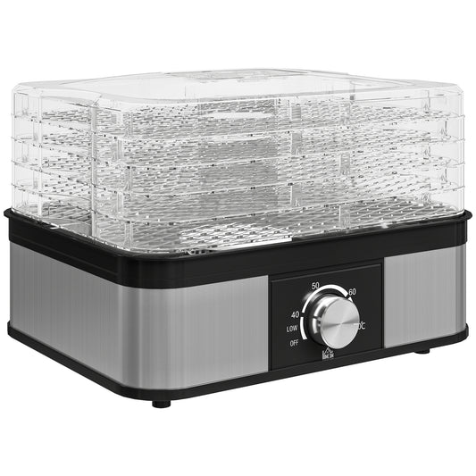 Fynco - 5 Tier Food Dehydrator, 245W Stainless Steel Food Dryer Machine with Adjustable Temperature for Drying Fruit, Meat, Vegetable, Jerky and Pet Treat, Black