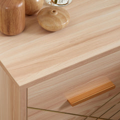 2-Piece Scandinavian Bedside Tables with Drawers, Bedside Cabinets with Wood Legs, Natural