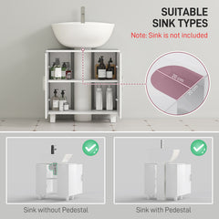 Fynco - Bathroom Under Sink Cabinet for Basin without or with Pedestal - High Gloss White