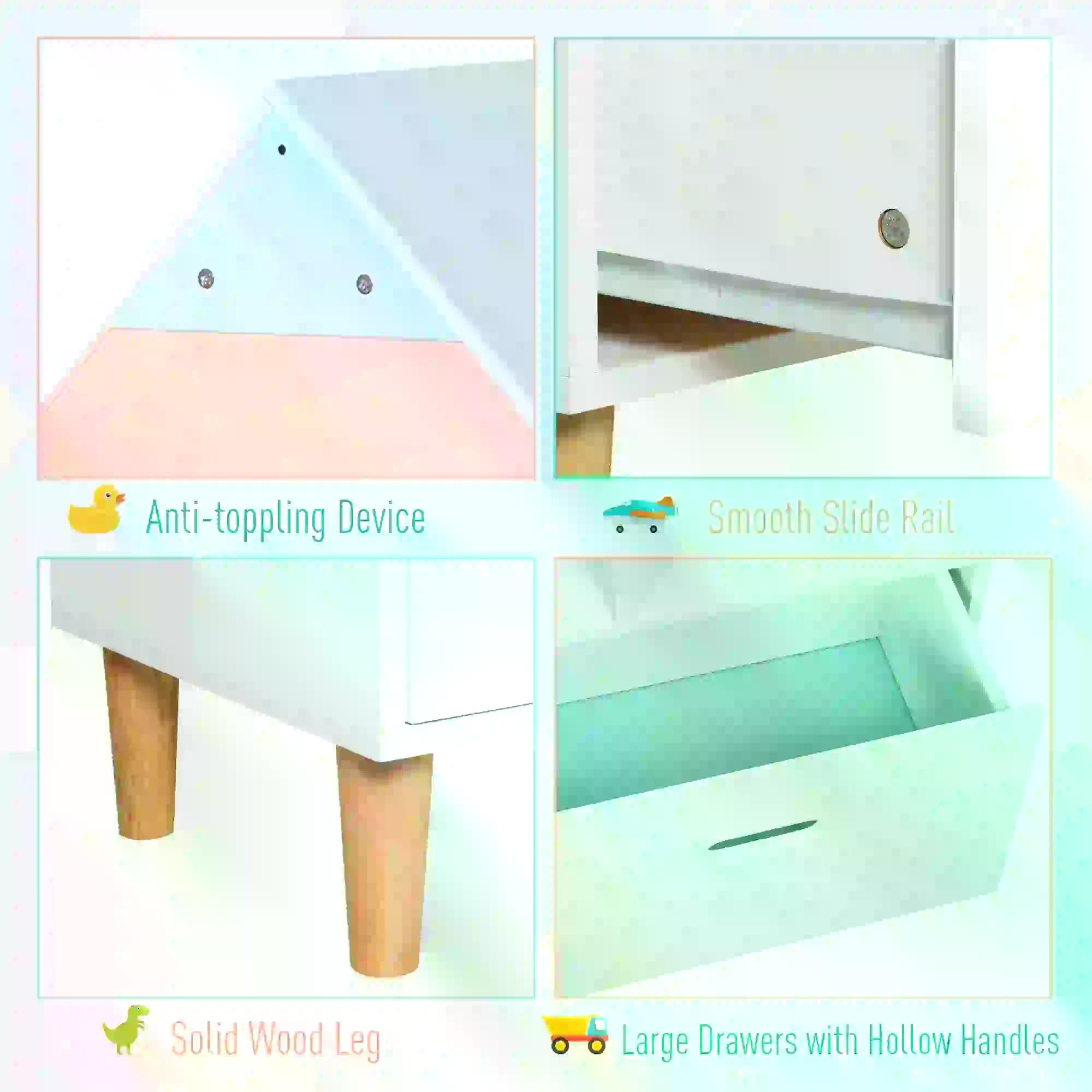 Kids House-Designed Bookshelf, with Drawer – Blue & White